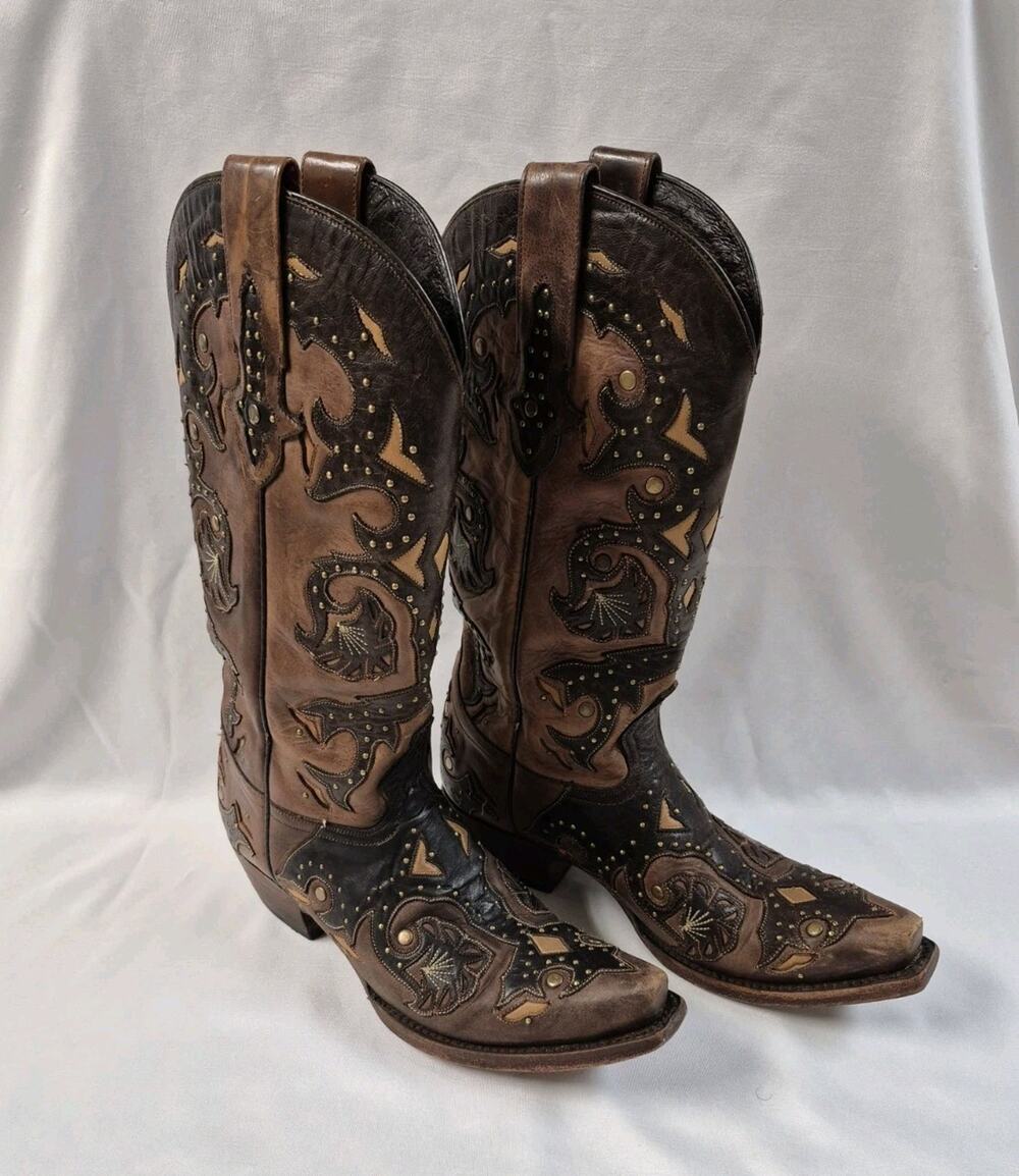 Lucchese Women's Fiona Western Cowgirl Ranchwear Studded Brown Size 7.5B